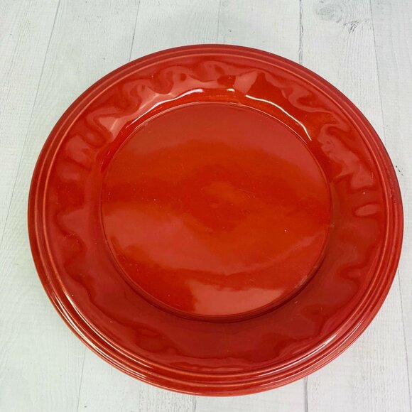 Rachael Ray CUCINA H016Y Cranberry Red HandPainted Stoneware Dinner Plates Set 3 - Picture 4 of 9
